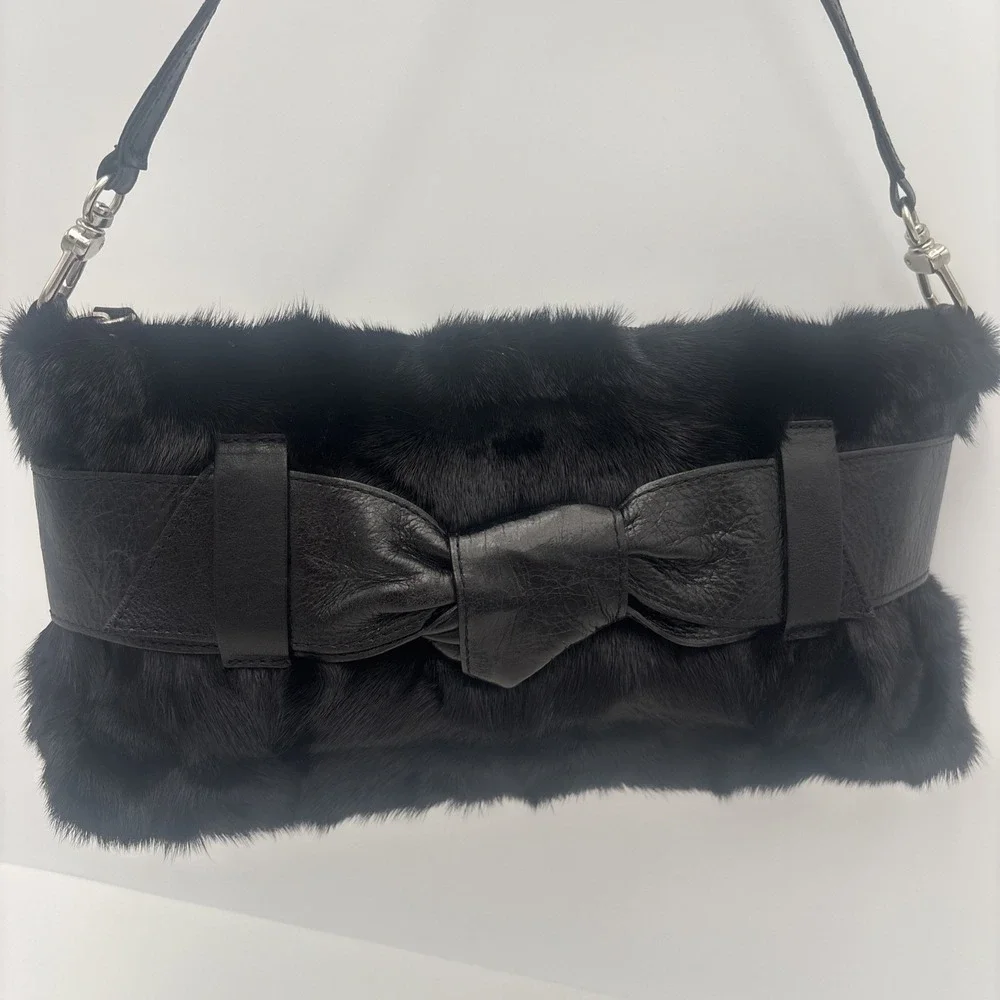 Roberta Gandolfi Fur‎ Mink Handbag Leather